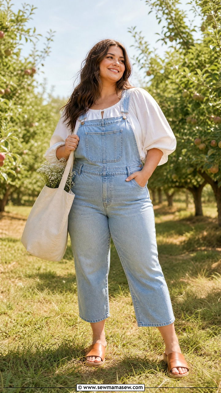 Plus size overalls and peasant blouse outfit - 25 Plus size outfit ideas cottagecore