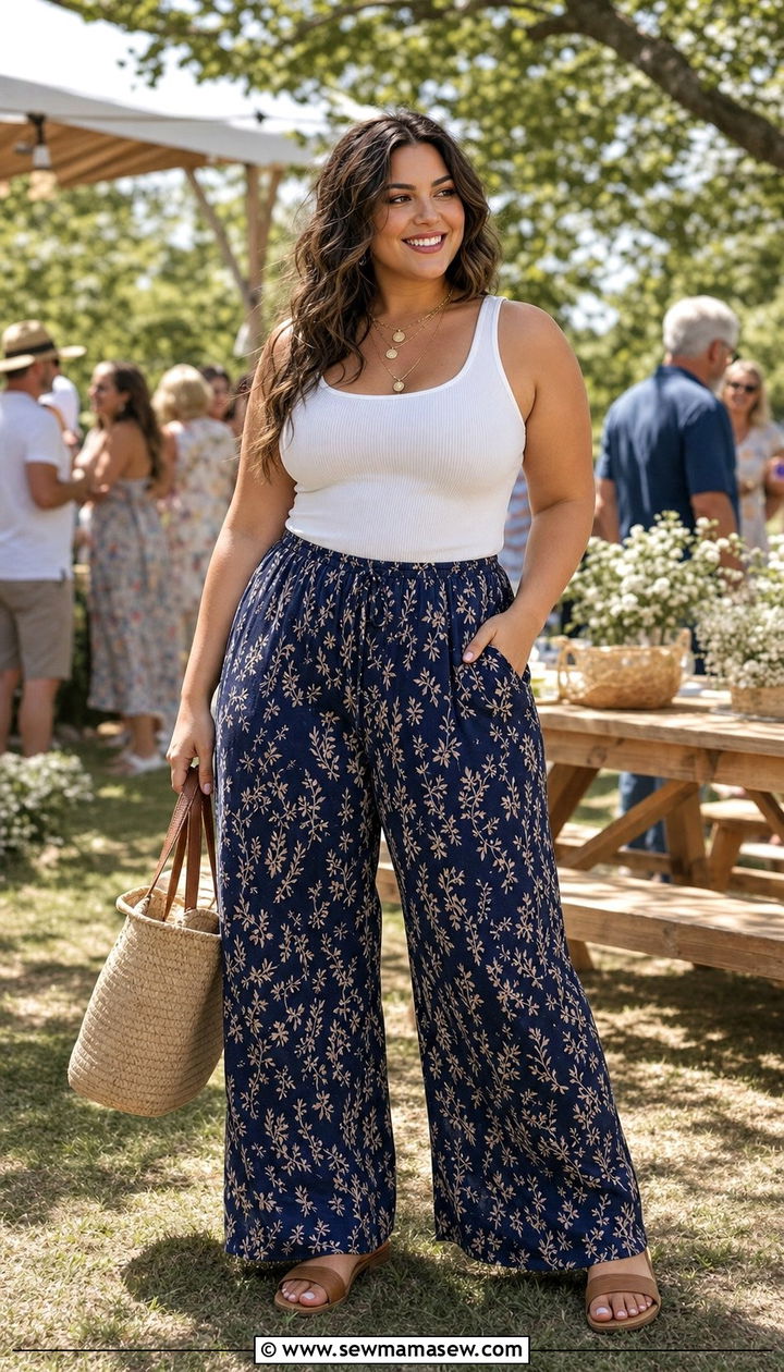 Plus size palazzo pants and tank top reunion - 25 Family reunion outfit ideas plus size