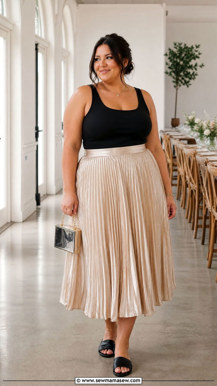 Plus size pleated skirt and tank outfit - 30 Summer capsule wardrobe plus size