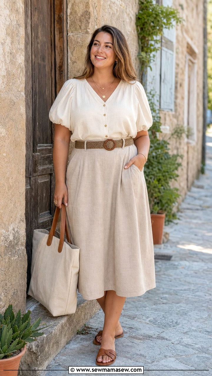 Plus size puff sleeve blouse and linen skirt cottagecore - 25 Cottagecore outfits plus size
