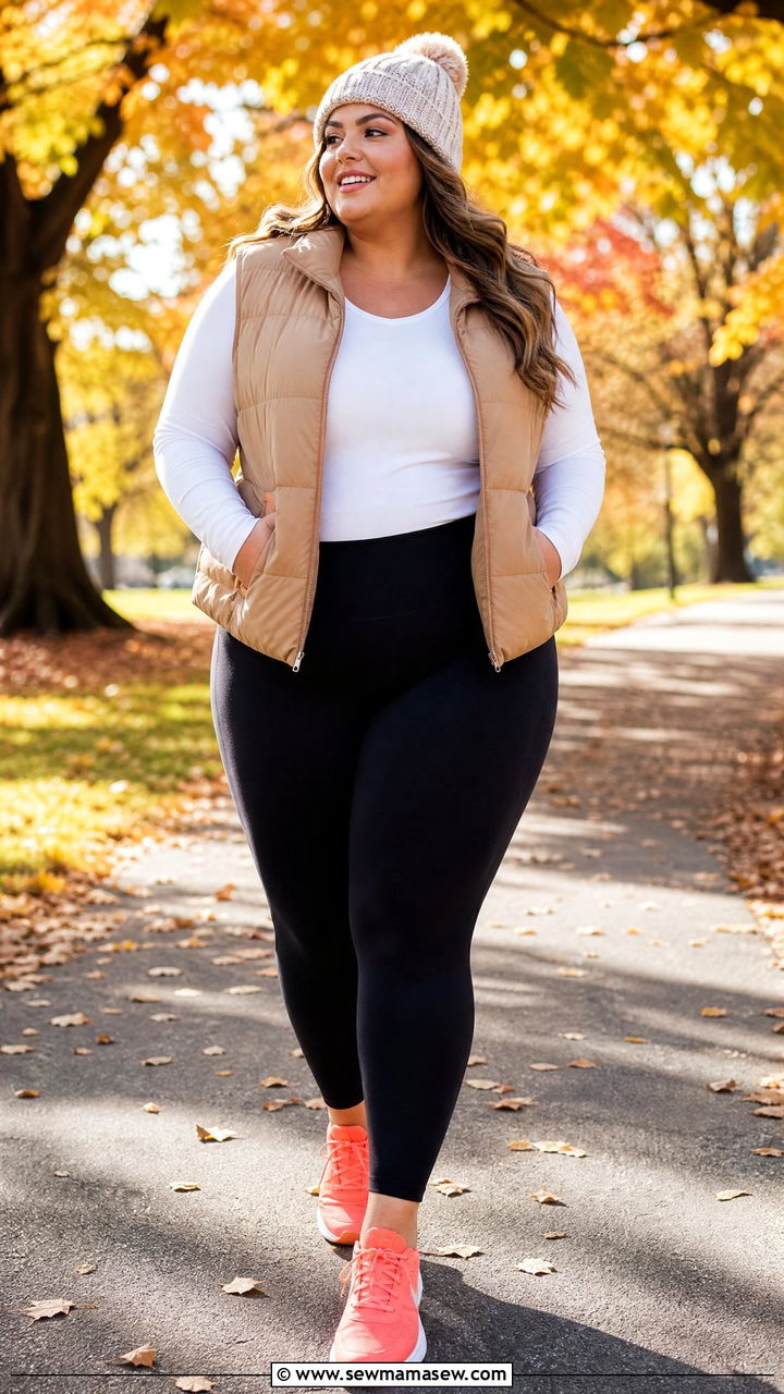 Plus size puffer vest with leggings - 25 Athleisure outfit ideas plus size