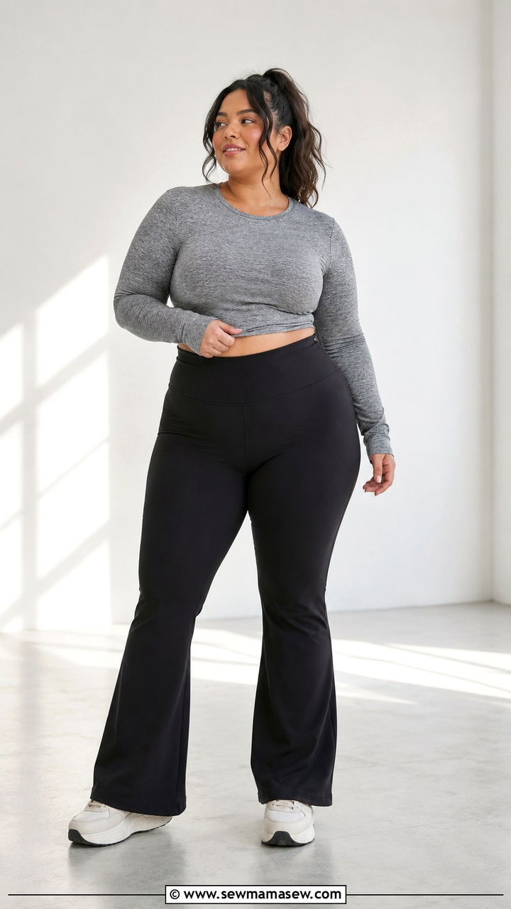 Plus size running outfit with flare yoga pants - 30 Running outfit ideas plus size