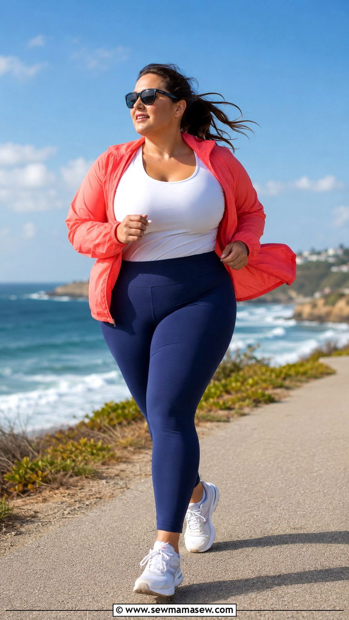 Plus size running outfit with lightweight windbreaker - 30 Running outfit ideas plus size