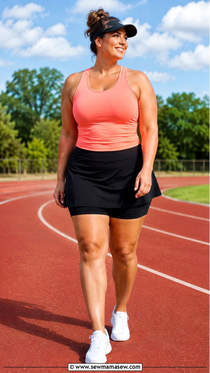 Plus size running outfit with skort and tank - 30 Running outfit ideas plus size