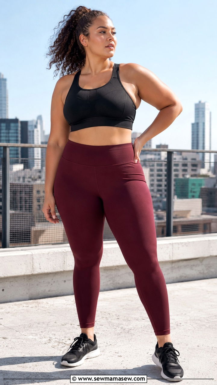Plus size running outfit with sports bra and high rise leggings - 30 Running outfit ideas plus size