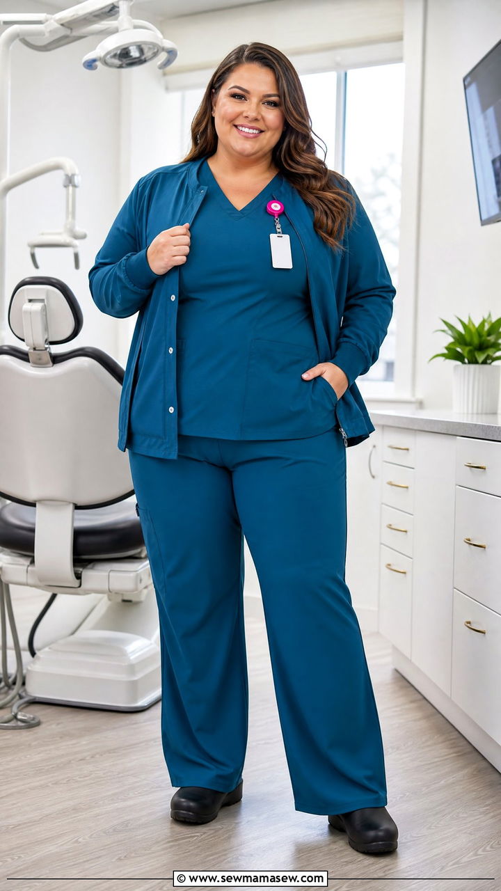 Plus size scrub outfit with structure - 30 Dental hygienist outfit ideas