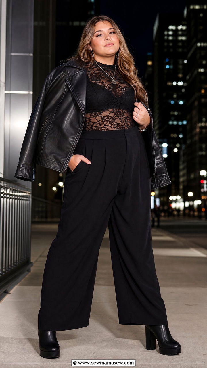 Plus size senior photo outfit with monochrome all black - 30 Senior photo outfit ideas plus size