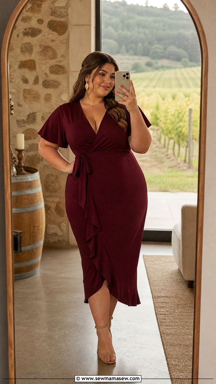 Plus size senior photo outfit with wrap dress - 30 Senior photo outfit ideas plus size