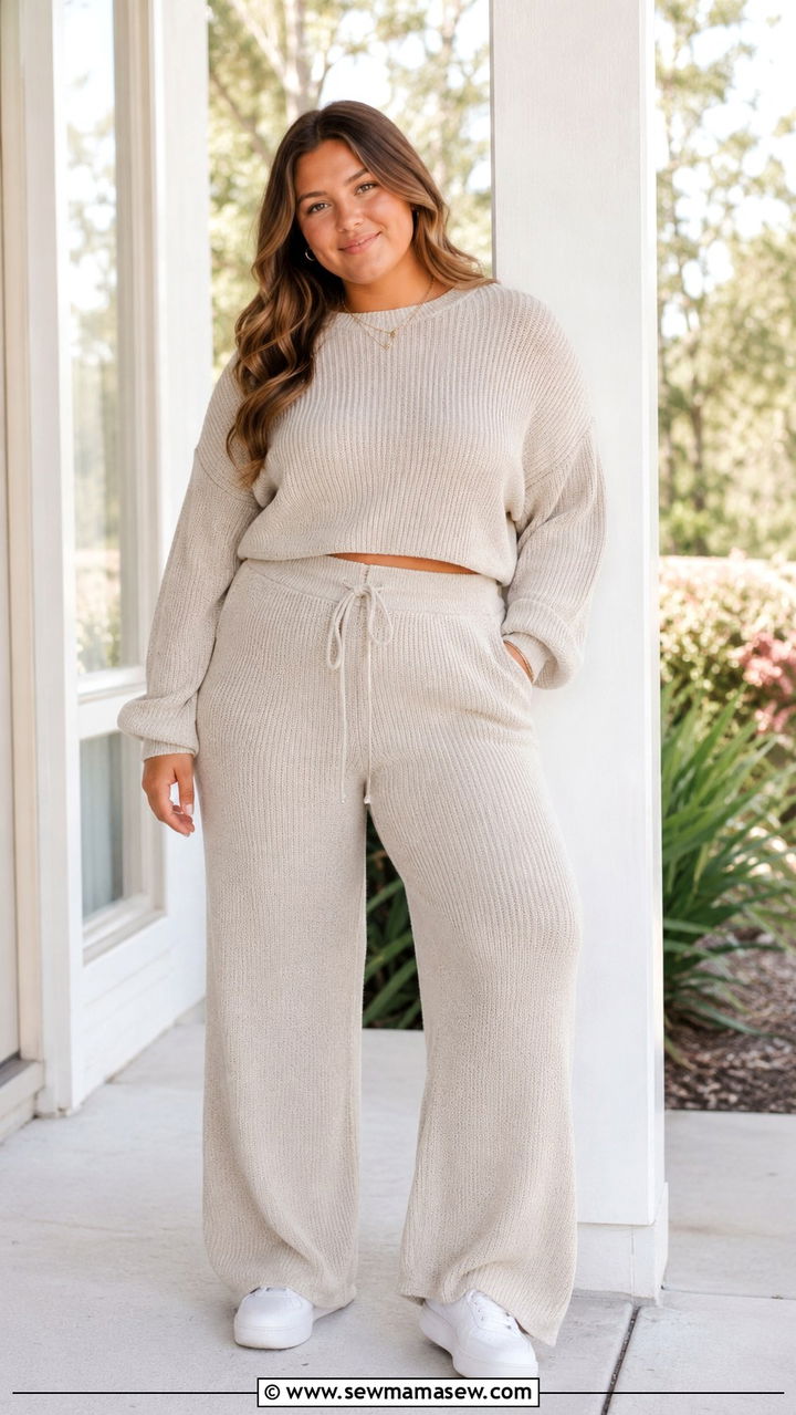 Plus size senior picture outfit with knit co ord set - 30 Senior photo outfit ideas plus size