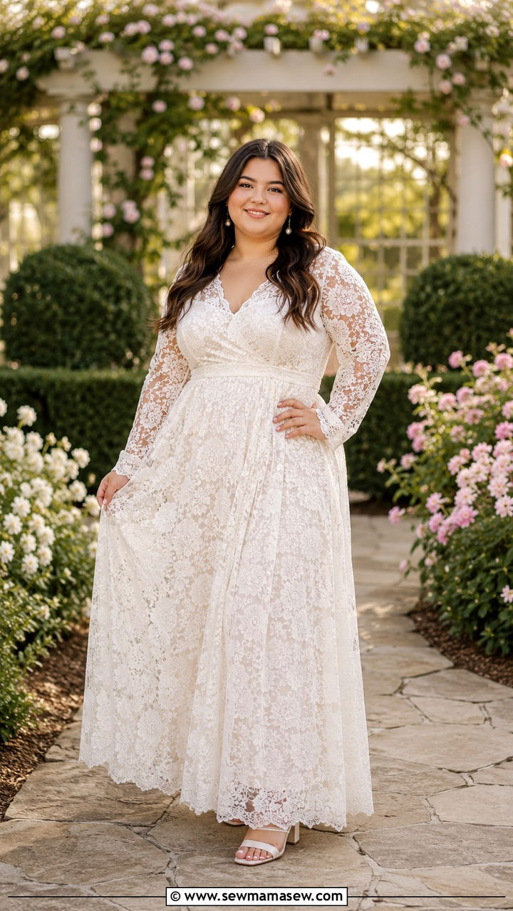Plus size senior picture outfit with lace maxi dress - 30 Senior photo outfit ideas plus size