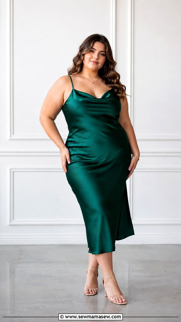 Plus size senior picture outfit with satin slip dress - 30 Senior photo outfit ideas plus size