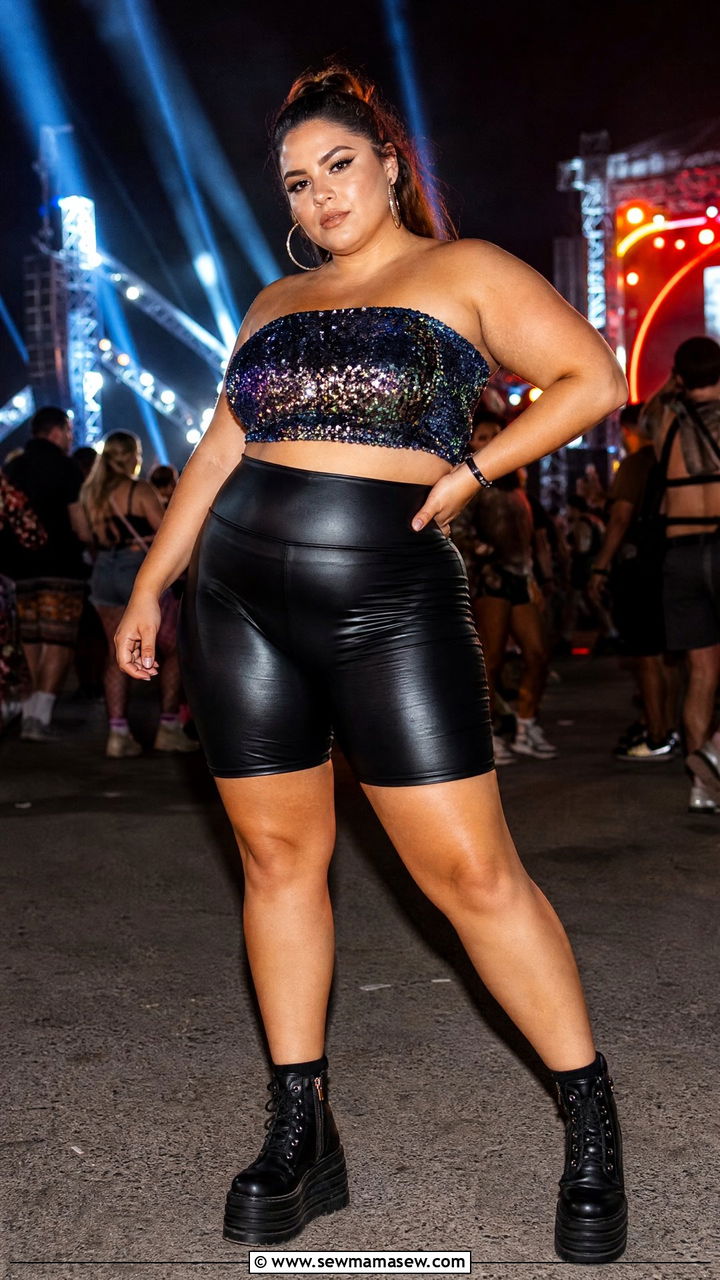 Plus size sequin tube top festival outfit - 25 Festival outfit ideas plus size