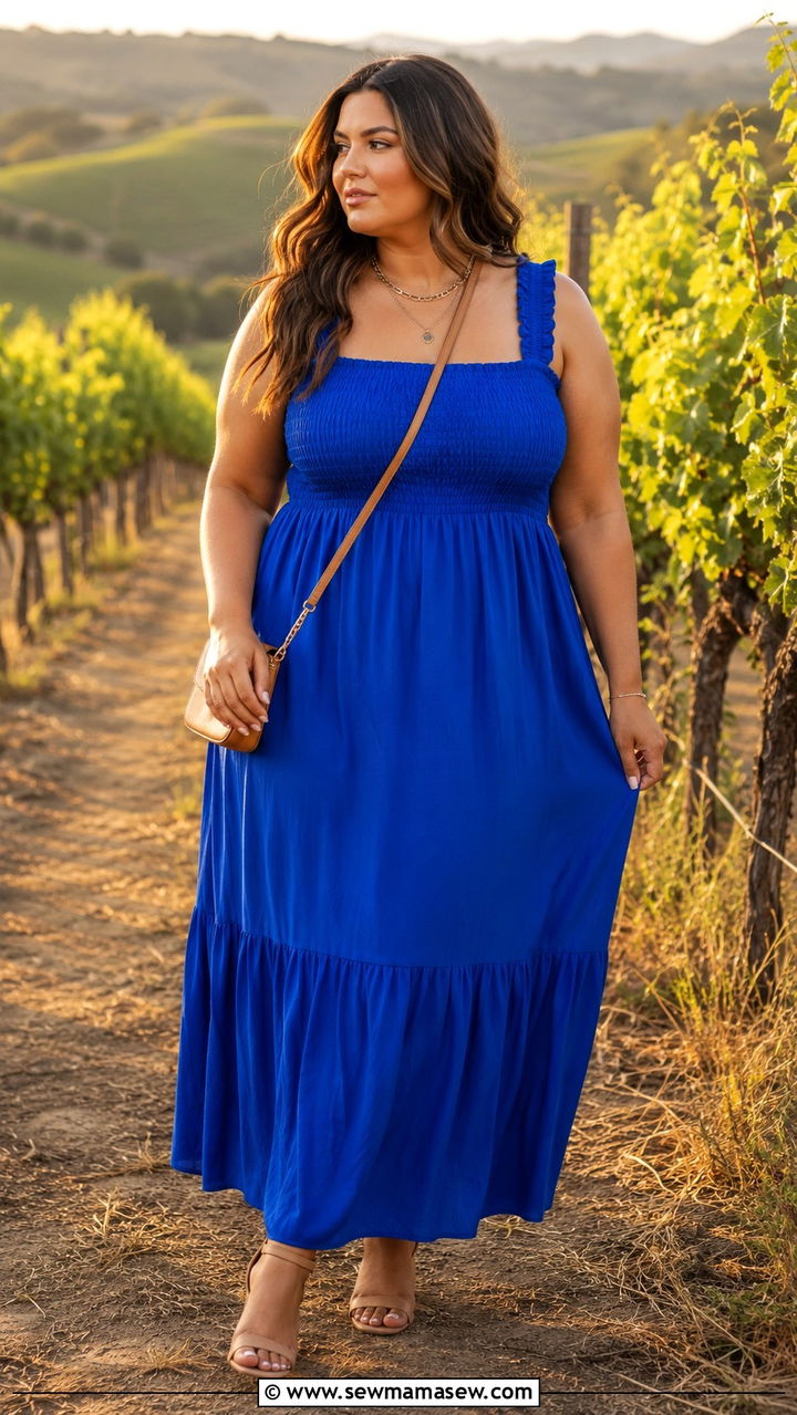 Plus size smocked maxi dress - 30 Plus size vacation outfit ideas