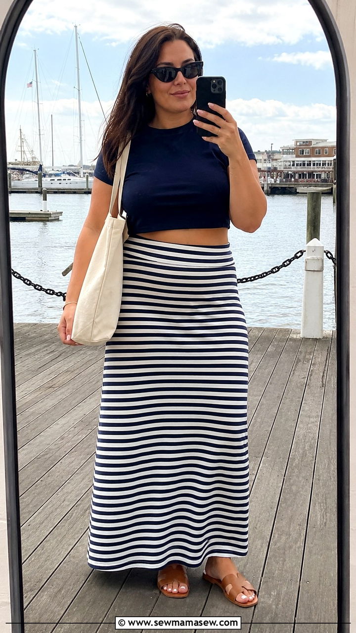 Plus size striped maxi skirt - 30 Plus size vacation outfit ideas