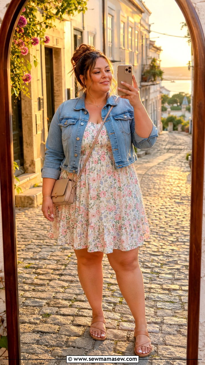 Plus size sundress with jacket - 30 Plus size vacation outfit ideas