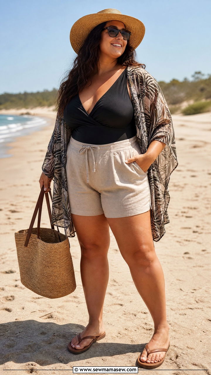 Plus size swimsuit cover up outfit - 30 Summer capsule wardrobe plus size