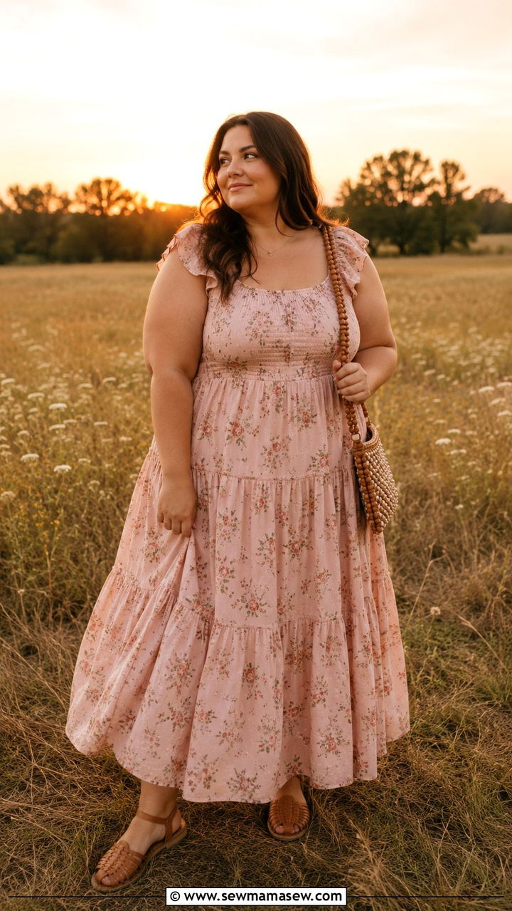 Plus size tiered maxi dress outfit - 25 Plus size outfit ideas cottagecore