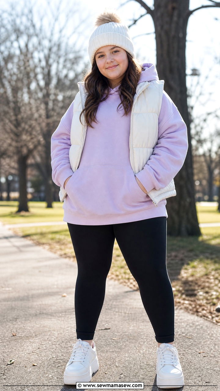 Plus size tween leggings and oversized hoodie - 25 Tween outfit ideas plus size