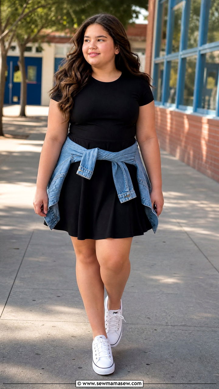 Plus size tween skater dress with sneakers - 25 Tween outfit ideas plus size