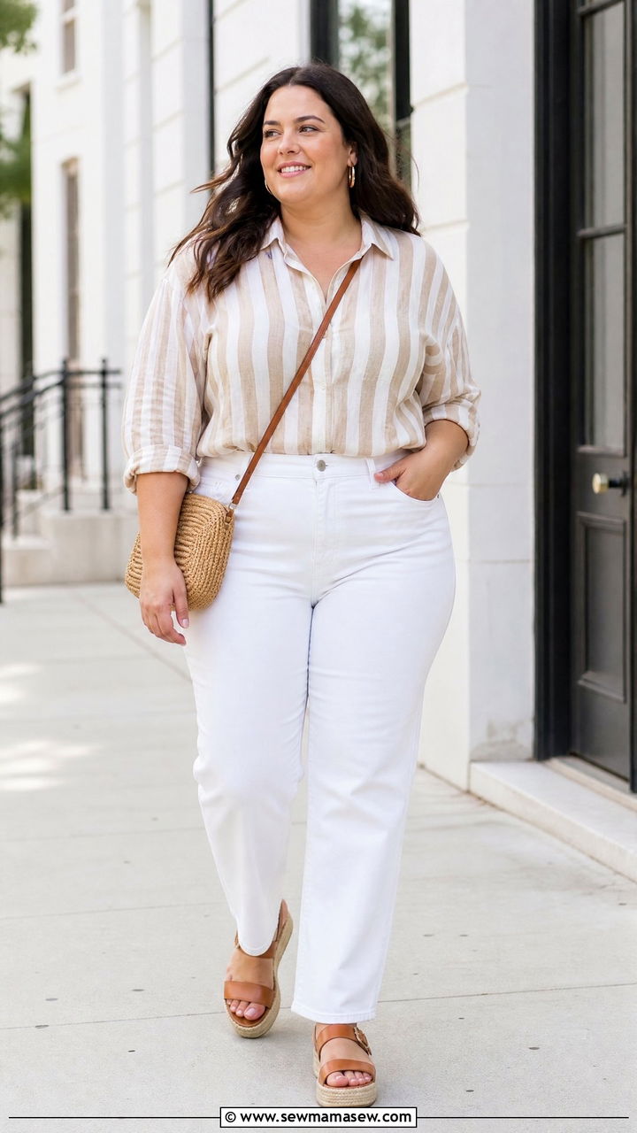 Plus size white jeans summer outfit - 30 Summer capsule wardrobe plus size