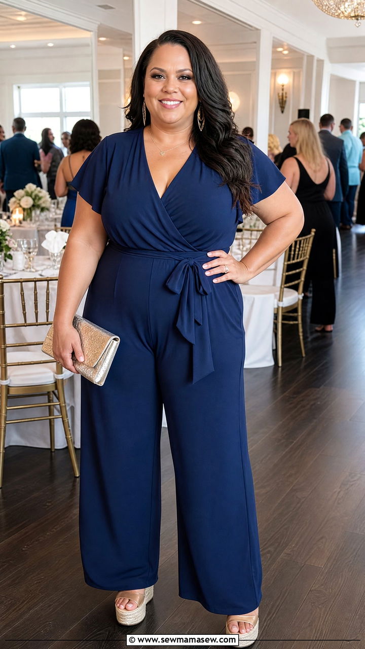 Plus size wide leg jumpsuit and wedges reunion - 25 Family reunion outfit ideas plus size