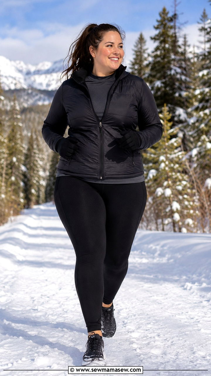 Plus size winter running outfit with thermal leggings - 30 Running outfit ideas plus size