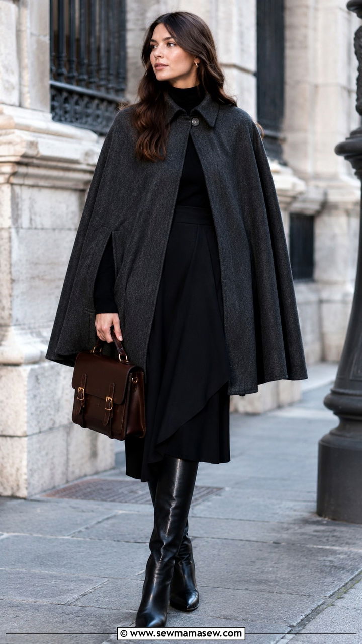 Poetcore Cape Coat and Knee High Boots Outfit - 25 poetcore outfits aesthetic