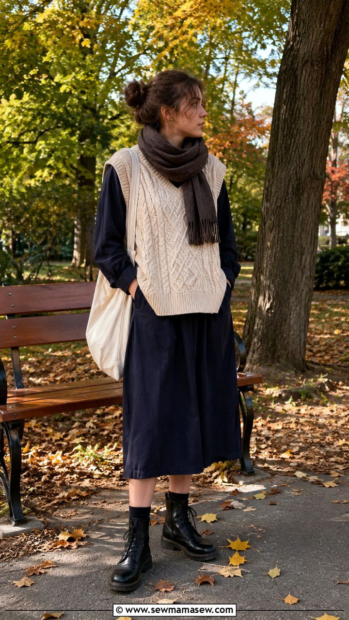 Poetcore Knit Vest and Midi Dress Outfit - 25 poetcore outfits aesthetic