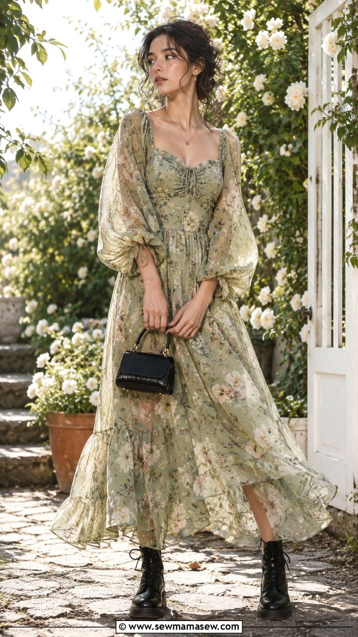 Poetcore Maxi Dress With Lace Up Boots - 25 poetcore outfits aesthetic
