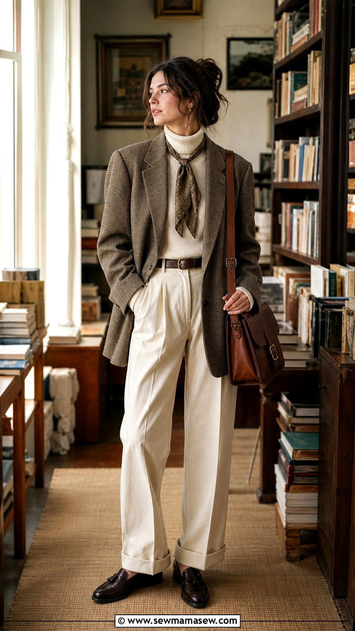 Poetcore Oversized Blazer With Vintage Tie - 20 2026 Pinterest predicts outfits
