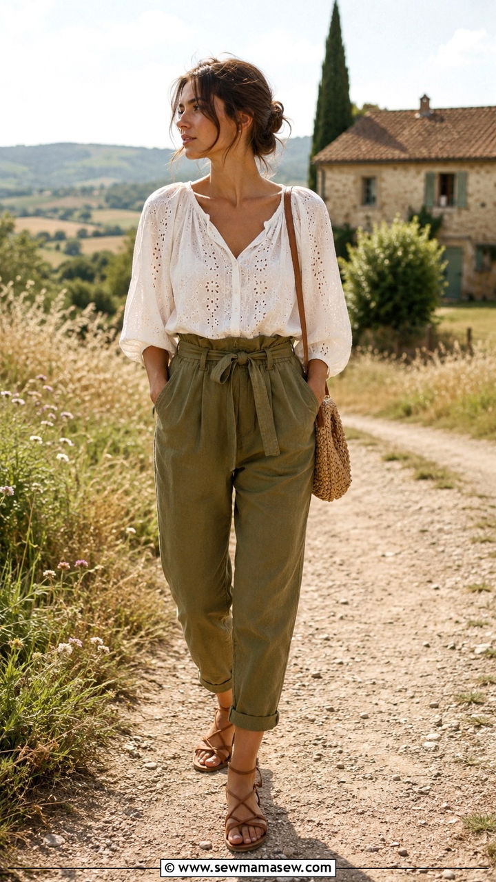 Poetcore Peasant Blouse and Paperbag Trousers - 25 poetcore outfits aesthetic