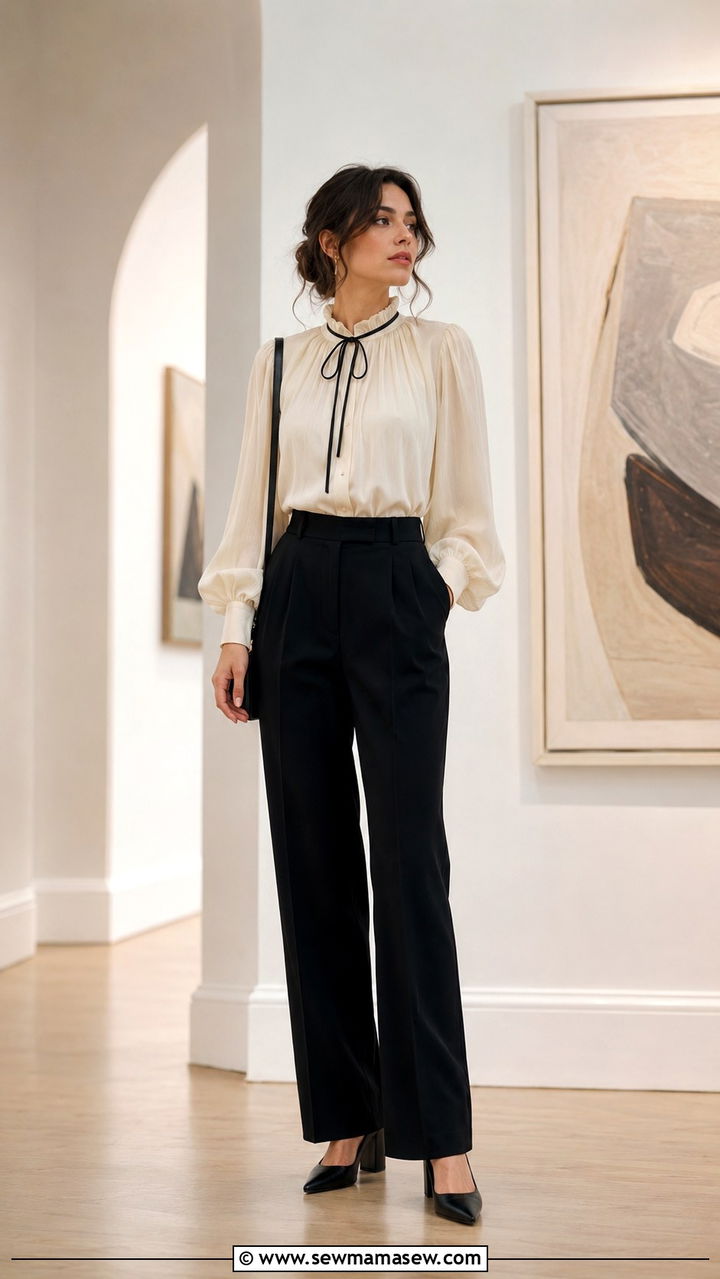 Poetcore Poet Sleeve Blouse and Tailored Trousers - 25 poetcore outfits aesthetic