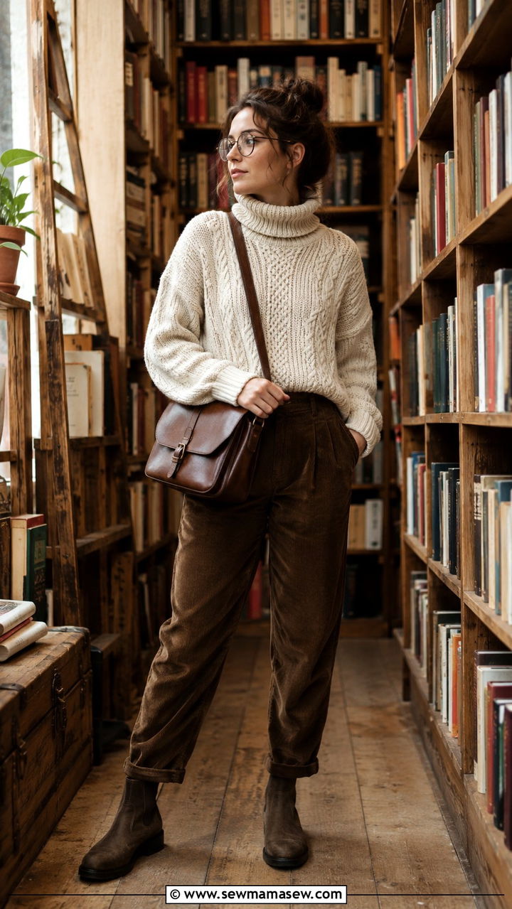 Poetcore oversized turtleneck with corduroy trousers - 25 Pinterest outfits 2026