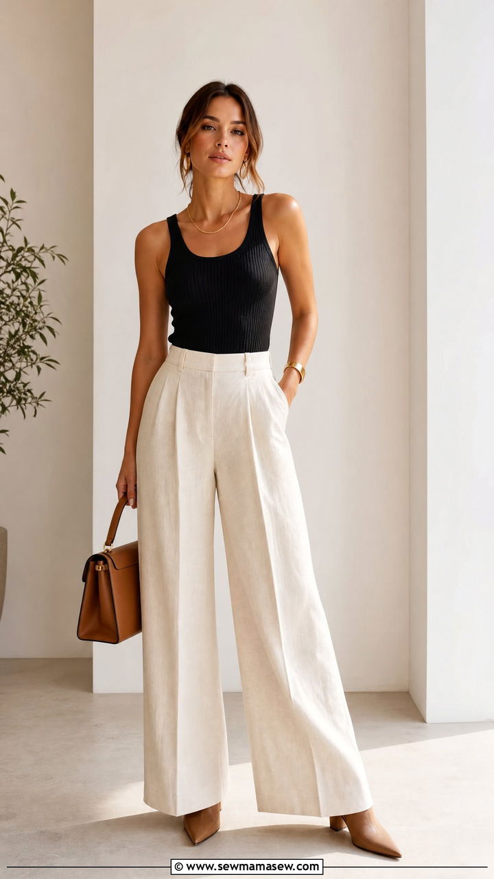 Pointed Toe Boots With Wide Leg Trousers Outfit - 30 Summer outfits with boots
