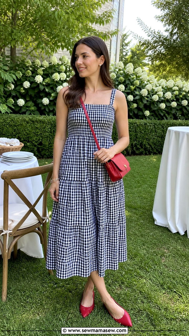 Pointed Toe Flat Outfit With A Gingham Dress - 40 Pointed toe flat outfit ideas