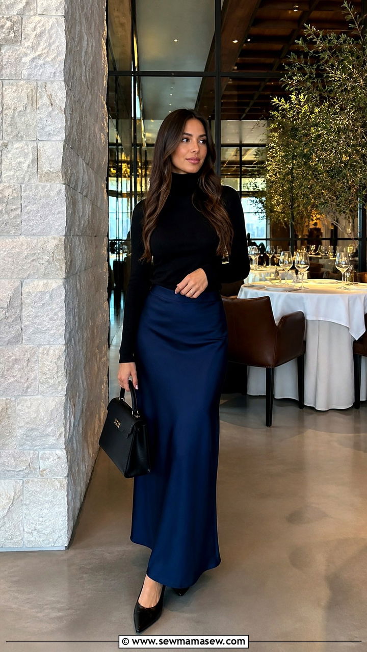 Pointed Toe Flat Outfit With A Satin Maxi Skirt - 40 Pointed toe flat outfit ideas