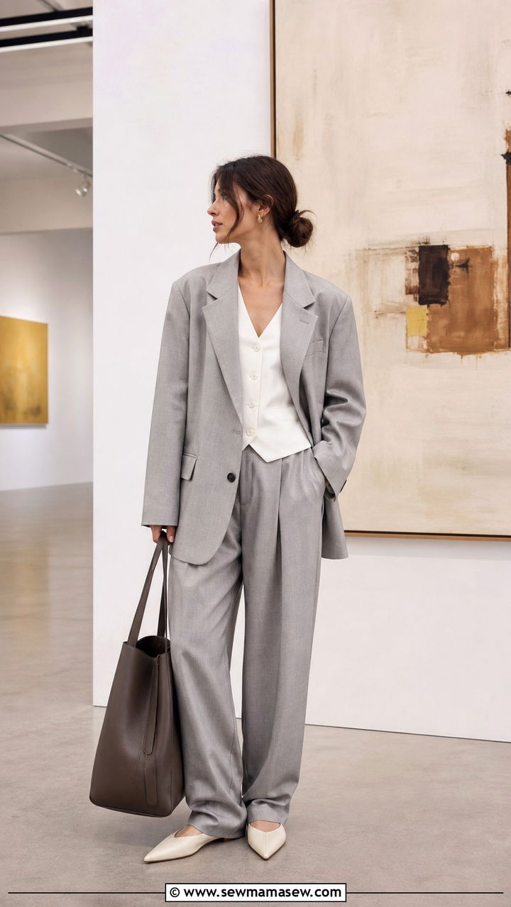 Pointed Toe Flat Outfit With A Slouchy Suit - 40 Pointed toe flat outfit ideas