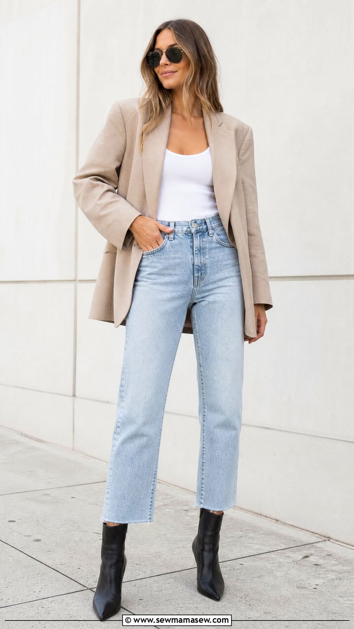 Pointed toe ankle boots and cropped jeans outfit - 35 How to style ankle boots