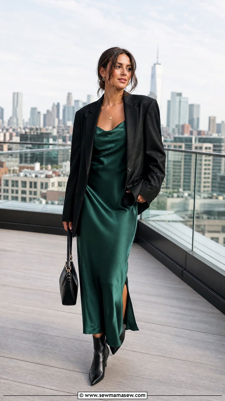 Pointed toe ankle boots and slip dress outfit - 35 How to style ankle boots