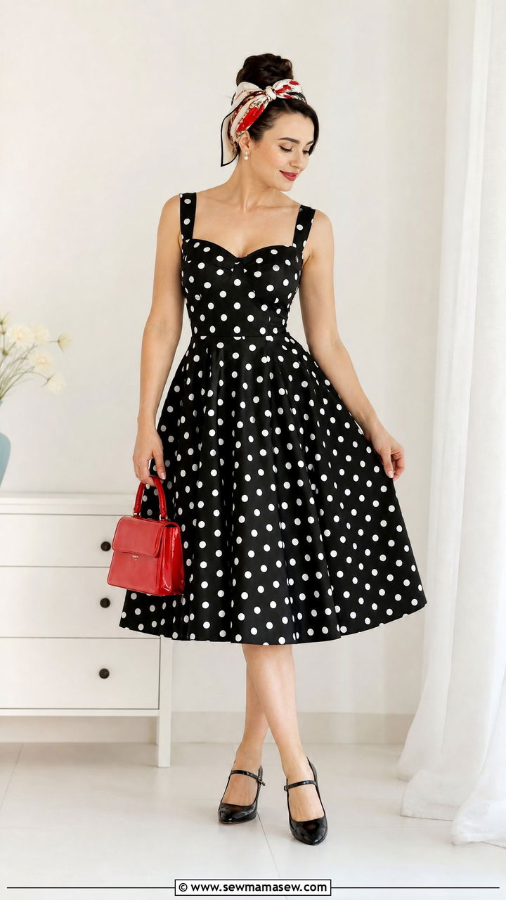 Polka Dot Dress Retro Spring Outfit - 30 spring retro outfit ideas