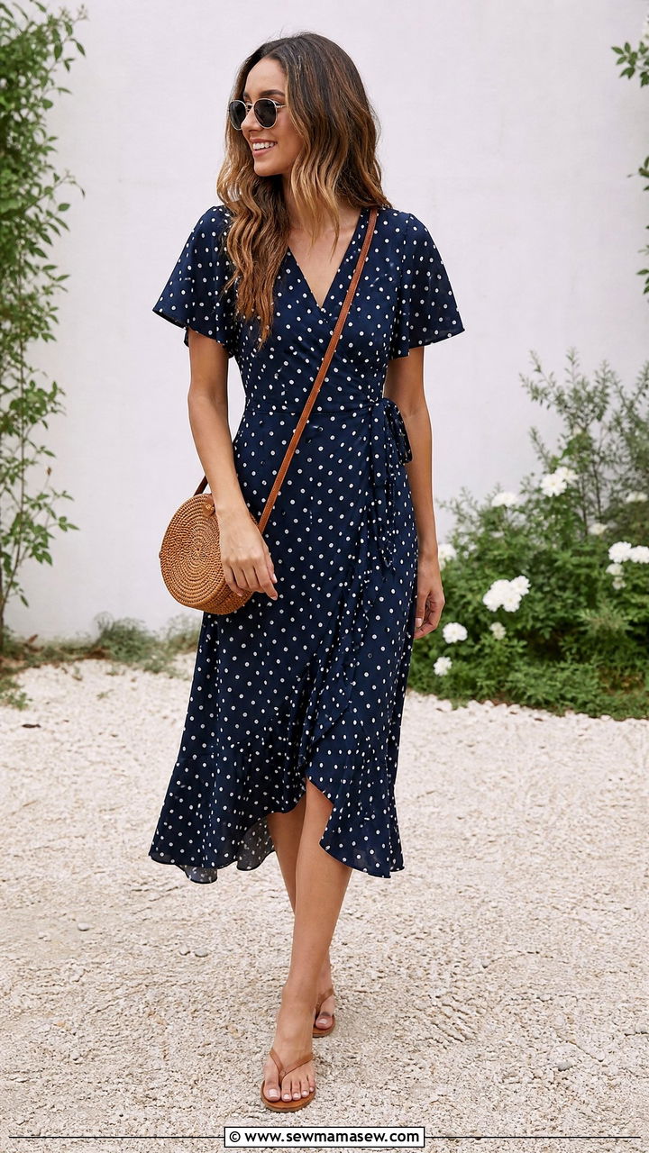 Polka Dot Dress With Flip Flops - 30 summer outfits with flip flops