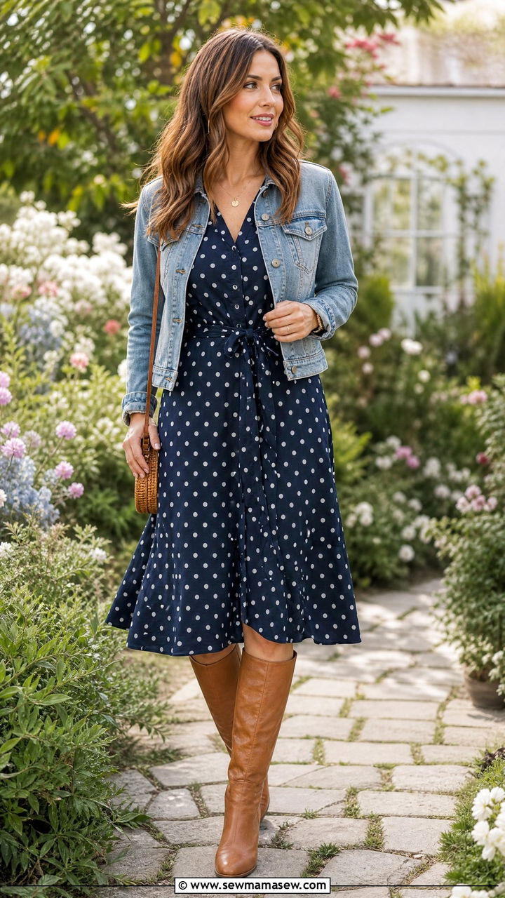 Polka Dot Dress With Knee High Boots Spring - 25 Spring outfits with knee high boots