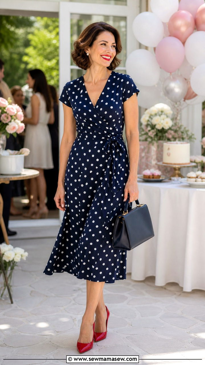 Polka Dot Dress for 40th Birthday - 40 birthday outfit ideas for women