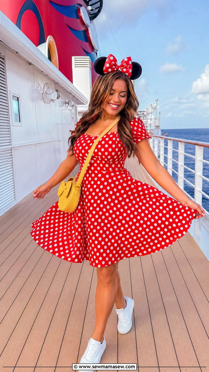 Polka Dot Dress for Minnie Mouse Disneybound on Cruise - 35 Disney cruise outfit ideas