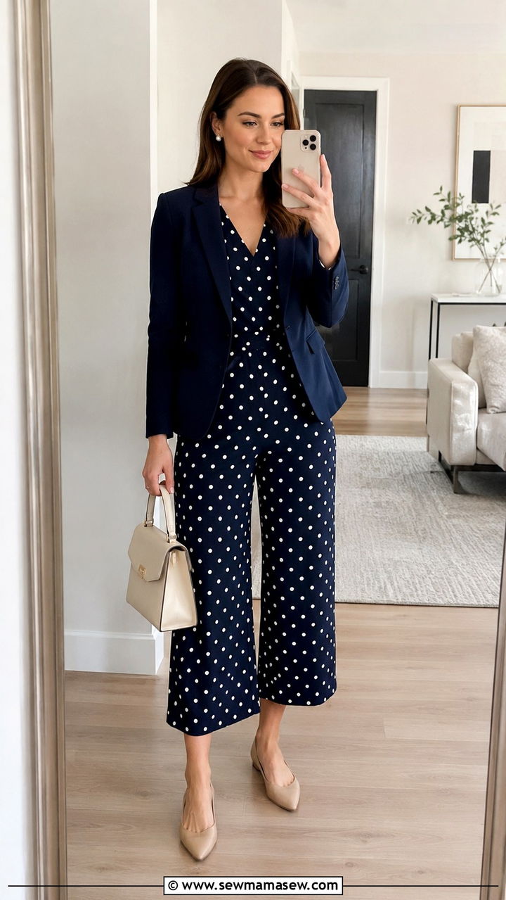 Polka Dot Jumpsuit Work Outfit - 30 Jumpsuit outfit ideas for work