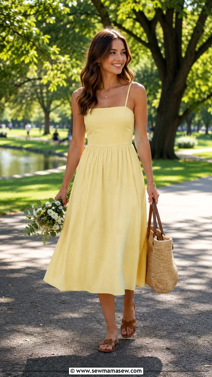 Polka Dot Maxi Dress With Straw Hat And Sandals - 20 Put together summer outfit ideas 2026