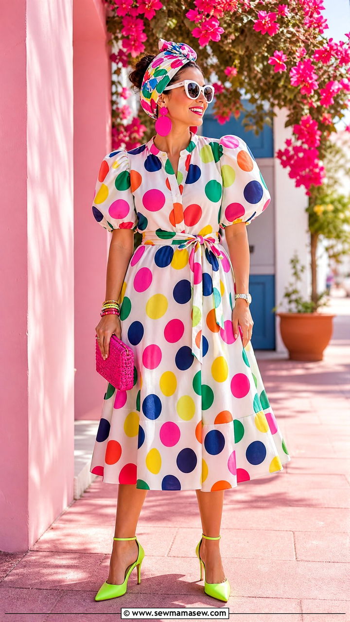 Polka Dot Maximalist with Bright Accessories Outfit - 35 maximalist outfits