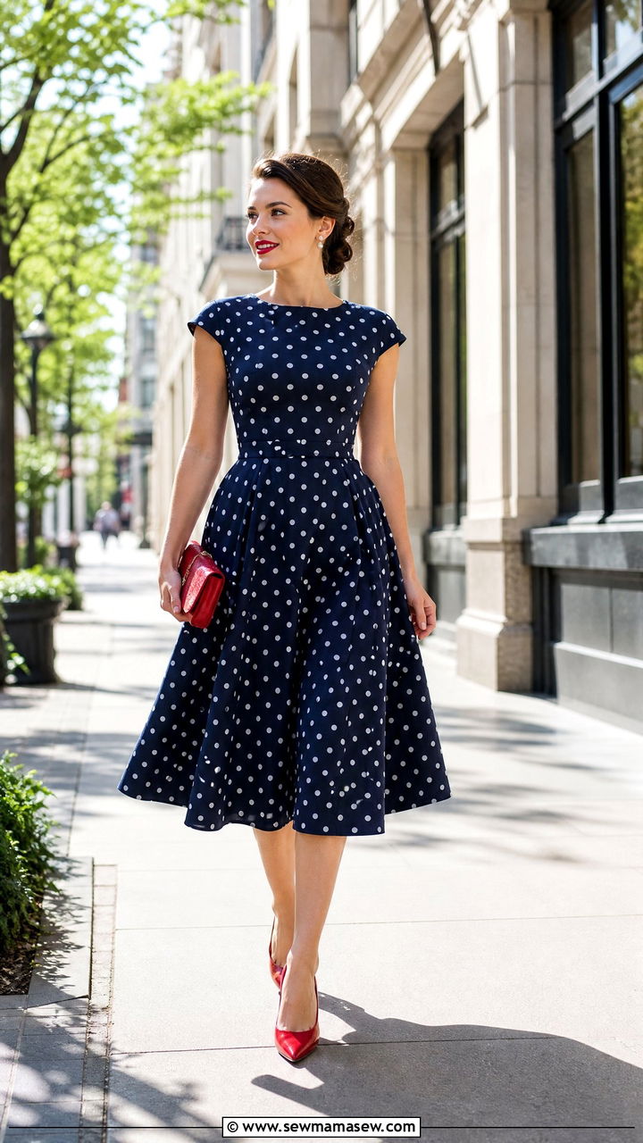 Polka Dot Midi Dress For Casual Wedding - 30 Midi dress for wedding guest outfit ideas