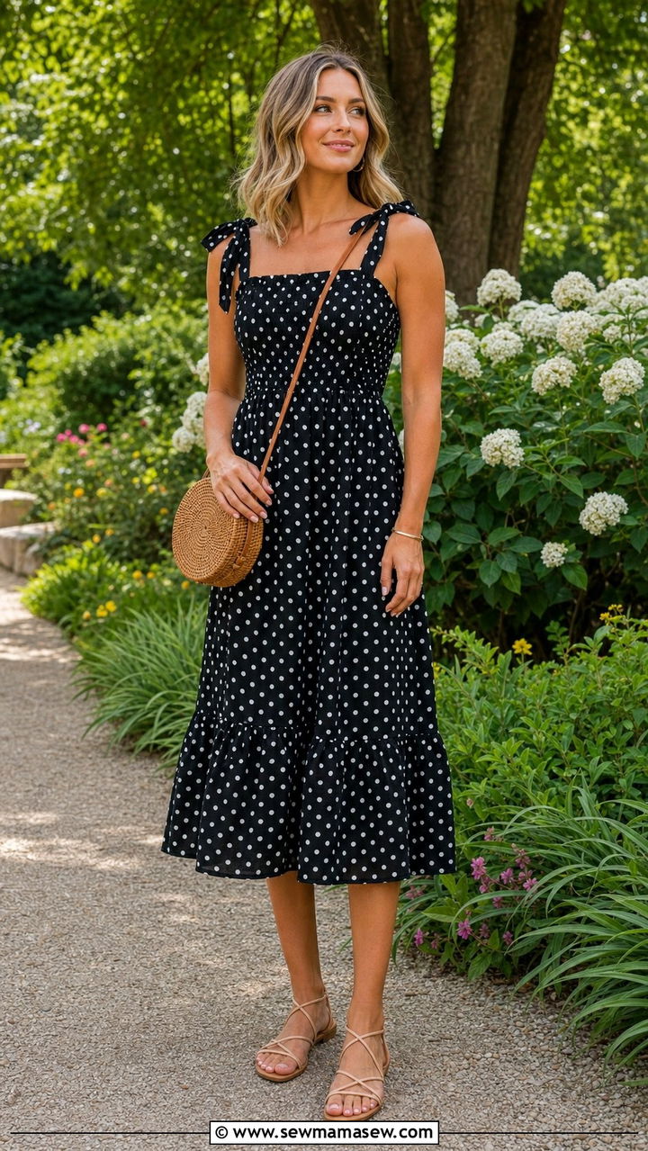 Polka Dot Midi Dress Summer Outfit - 25 spring summer 2026 outfits aesthetic