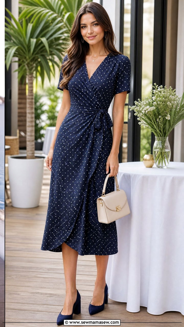 Polka Dot Midi Dress With Block Heel Pumps - 25 Launch party outfit ideas